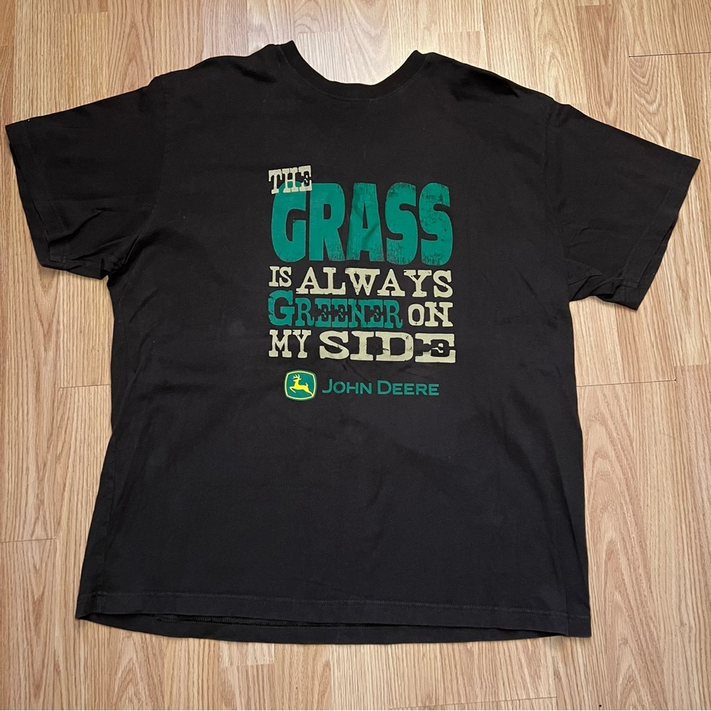 John Deere "The Grass Is Always Greener On My Side" Brown T-shirt Men's XXL Y2k